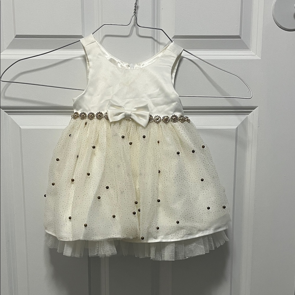 American Princess Cream and Gold Infant Dress